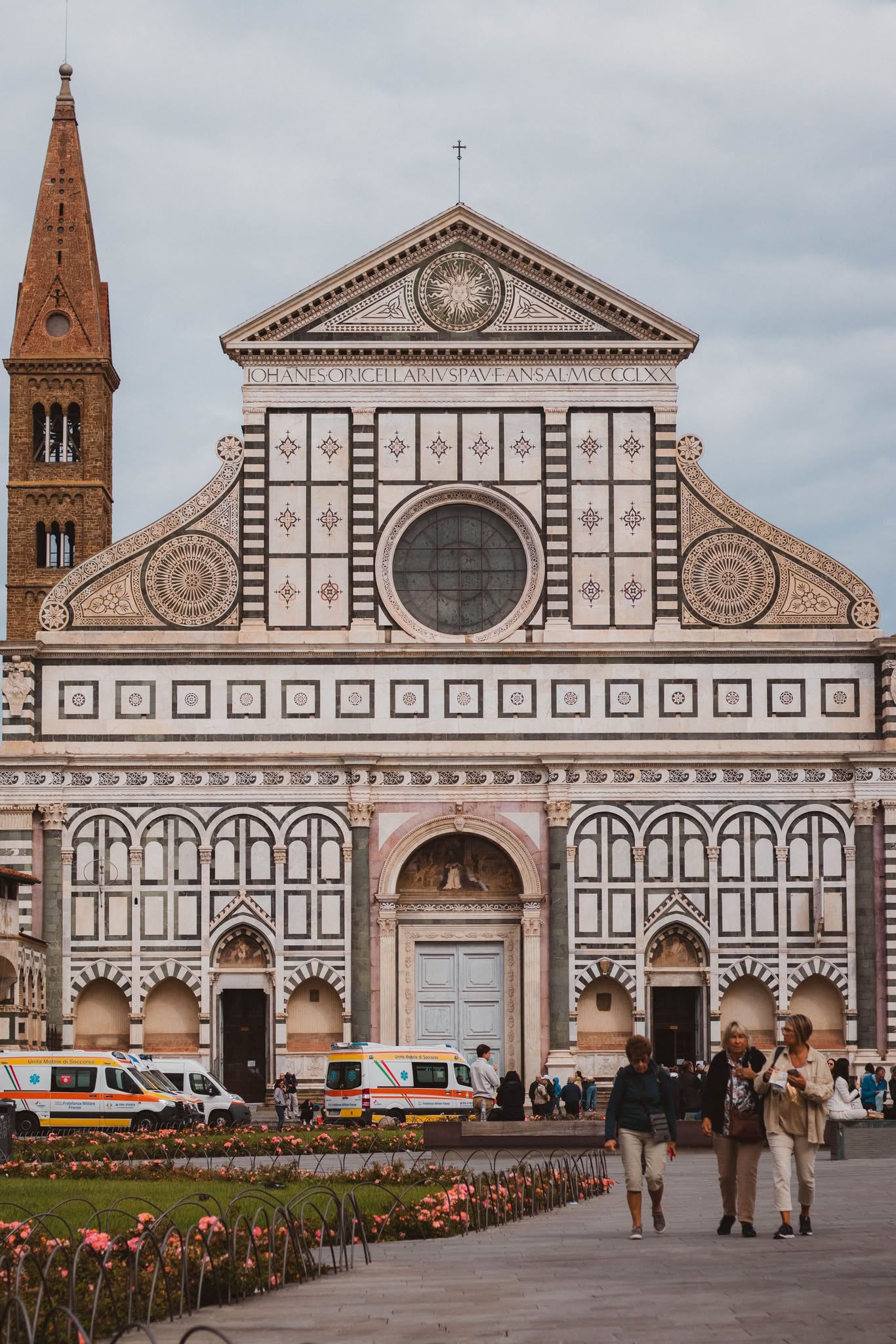Black-and-white marble façade of Basilica of Santa Maria Novella