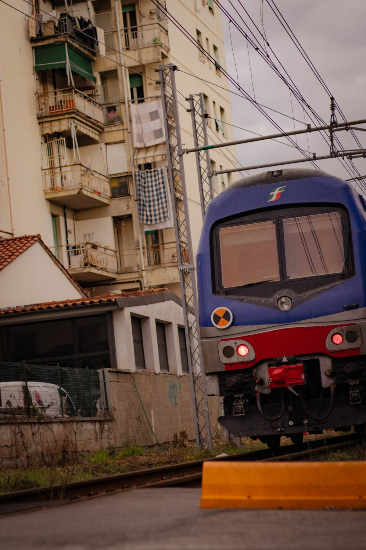 Italian trains at a station in Tuscany